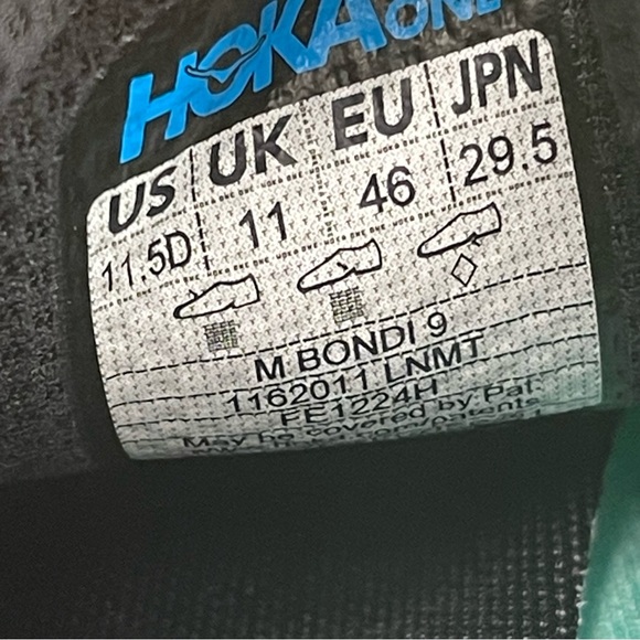 Hoka Bondi 9 Luna Moth Blue Spark Men’s size 11.5 - Picture 8 of 9